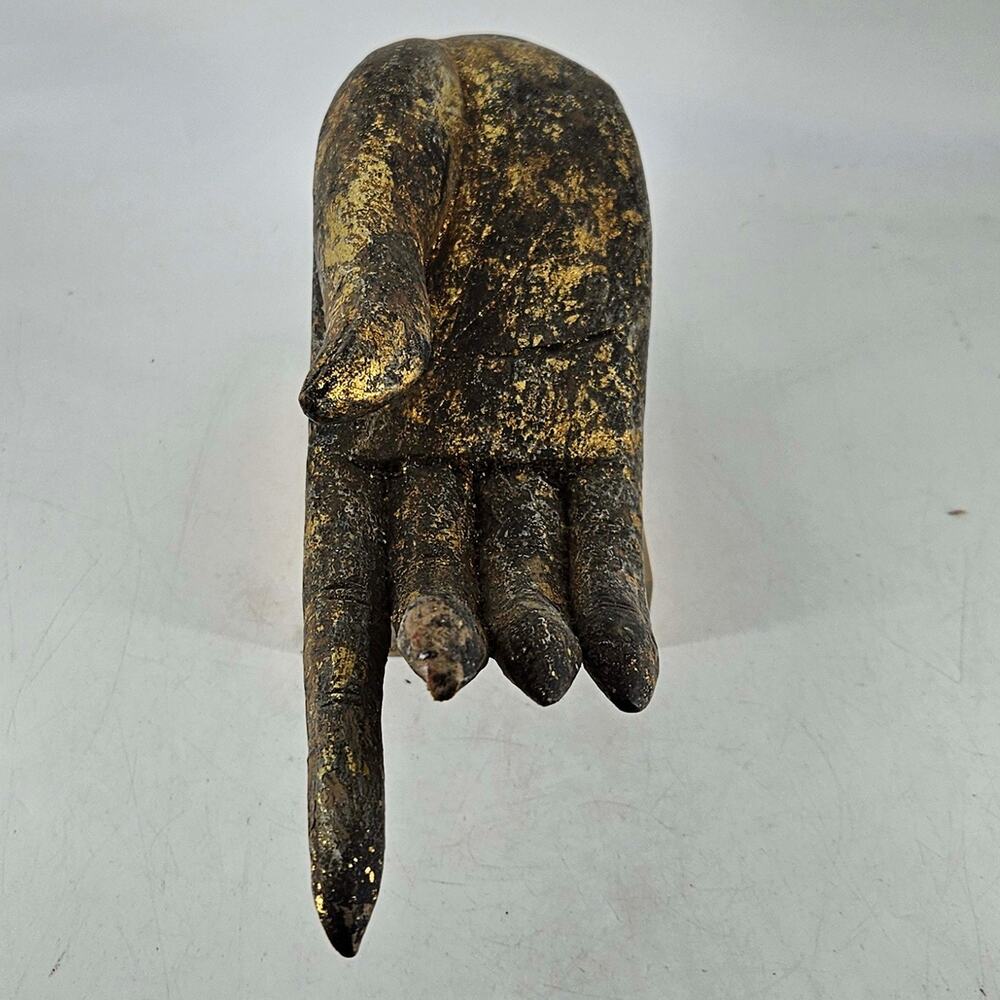 Hand of Buddha Thai figurine wood carved gold gilt on stand - Picture 3 of 6